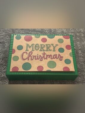 Merry Christmas Gift Box - Green and Red Holiday Cards